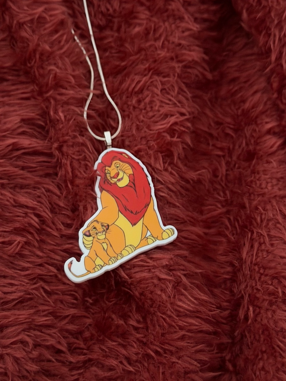 Lion Pendant Necklace - Red and Yellow